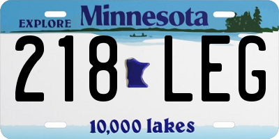 MN license plate 218LEG