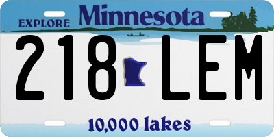 MN license plate 218LEM