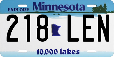 MN license plate 218LEN