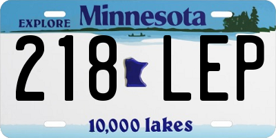 MN license plate 218LEP