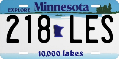 MN license plate 218LES