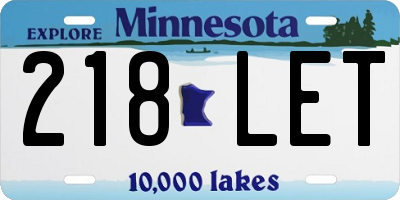 MN license plate 218LET