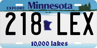 MN license plate 218LEX