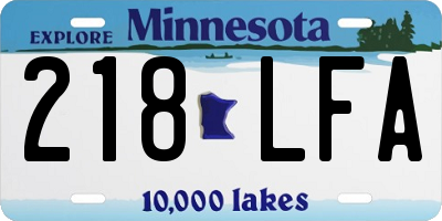 MN license plate 218LFA