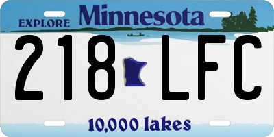 MN license plate 218LFC
