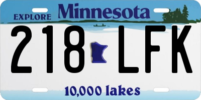 MN license plate 218LFK