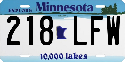MN license plate 218LFW