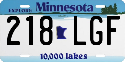 MN license plate 218LGF