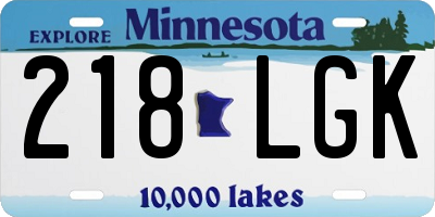 MN license plate 218LGK