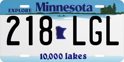 MN license plate 218LGL
