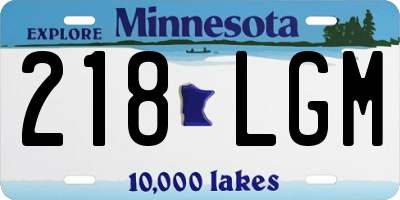 MN license plate 218LGM