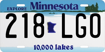 MN license plate 218LGO