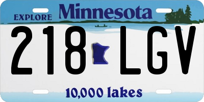 MN license plate 218LGV