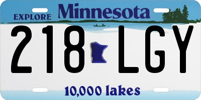 MN license plate 218LGY