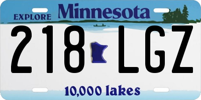 MN license plate 218LGZ