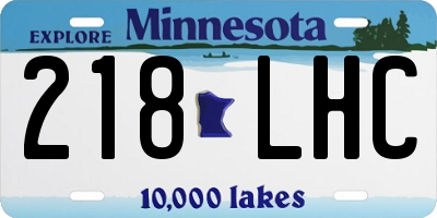 MN license plate 218LHC