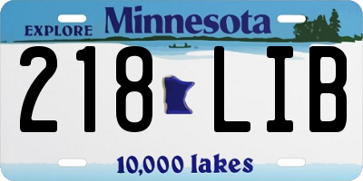 MN license plate 218LIB