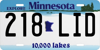 MN license plate 218LID