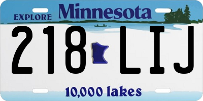 MN license plate 218LIJ