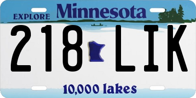 MN license plate 218LIK