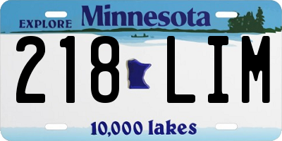 MN license plate 218LIM