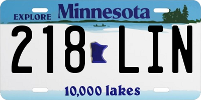 MN license plate 218LIN