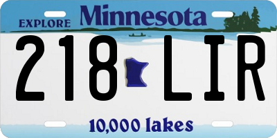 MN license plate 218LIR