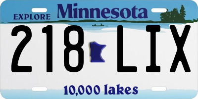 MN license plate 218LIX