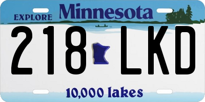MN license plate 218LKD