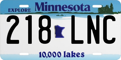 MN license plate 218LNC