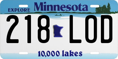 MN license plate 218LOD