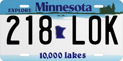 MN license plate 218LOK