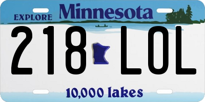 MN license plate 218LOL