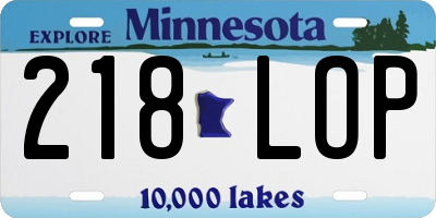 MN license plate 218LOP