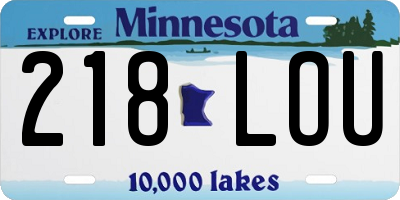 MN license plate 218LOU