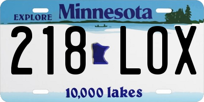 MN license plate 218LOX