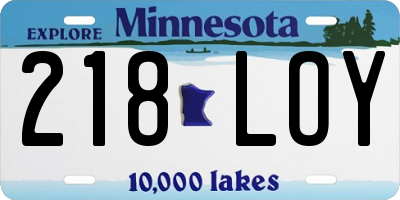 MN license plate 218LOY