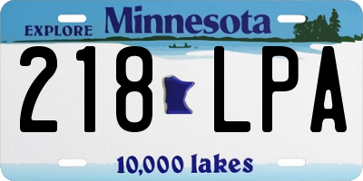 MN license plate 218LPA
