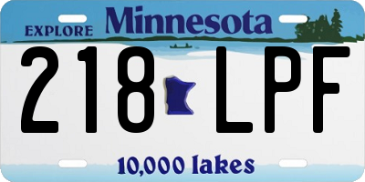 MN license plate 218LPF