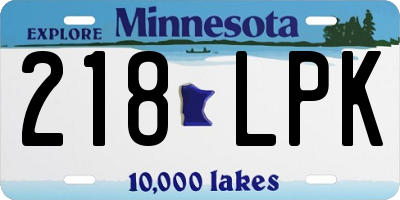 MN license plate 218LPK