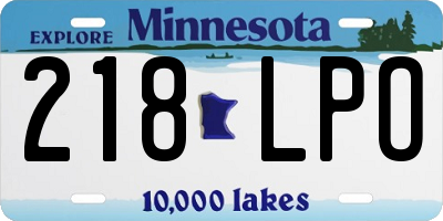 MN license plate 218LPO