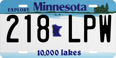 MN license plate 218LPW