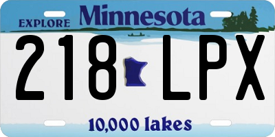 MN license plate 218LPX
