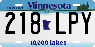MN license plate 218LPY