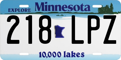 MN license plate 218LPZ