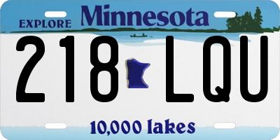 MN license plate 218LQU
