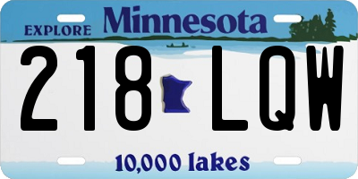 MN license plate 218LQW