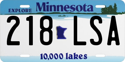 MN license plate 218LSA