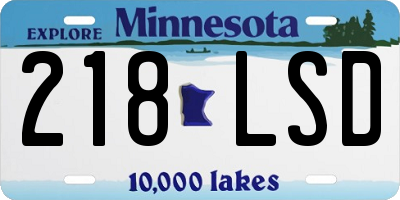 MN license plate 218LSD