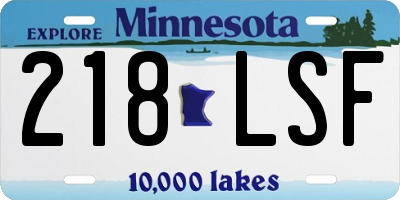 MN license plate 218LSF